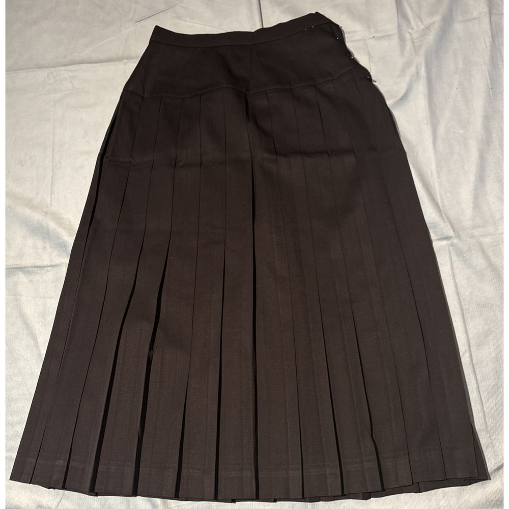 Anne Whipple Skirt Wool Size 9/10 Blue Pleated Bell Midi Vintage Made in USA